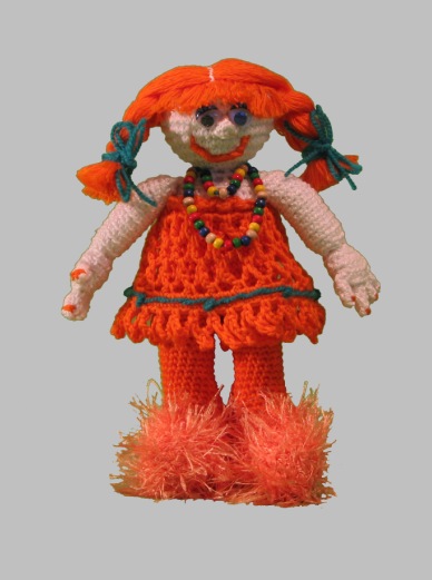 Оранжевая девочка. Авторская вязаная кукла ручной работы. Вязунчики
